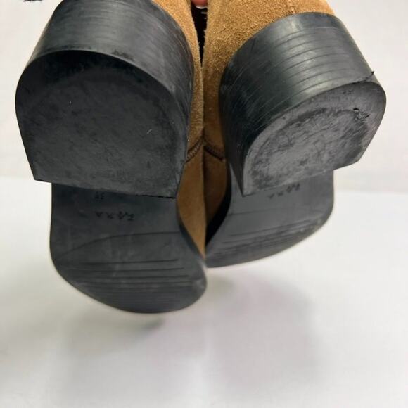 ZARA TRF SUEDE Booties 38 Camel Brown Ankle Side Zip Closure Western Rodeo Boho - Picture 10 of 14